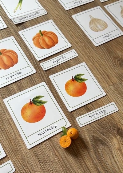 learning cards orange fruite montessori cyprus